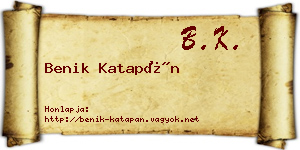 Benik Katapán névjegykártya